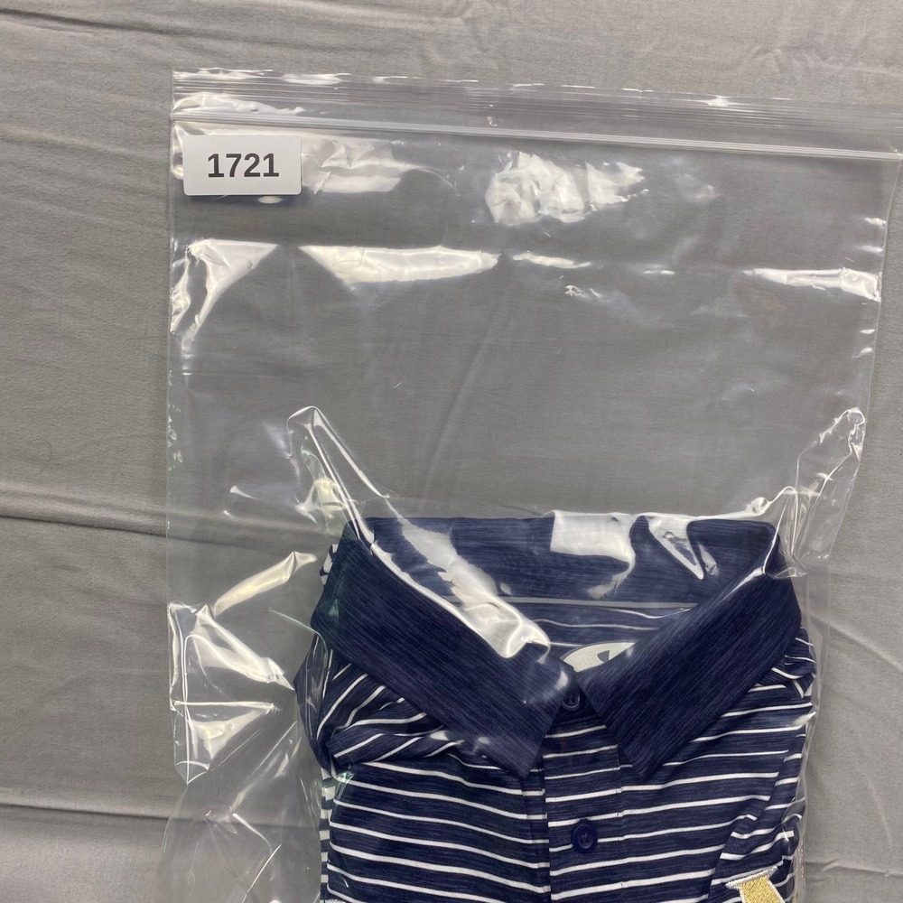 Under Armour HeatGear Mens Large Navy‎ Striped Polo Shirt Michigan M Logo - Picture 9 of 9